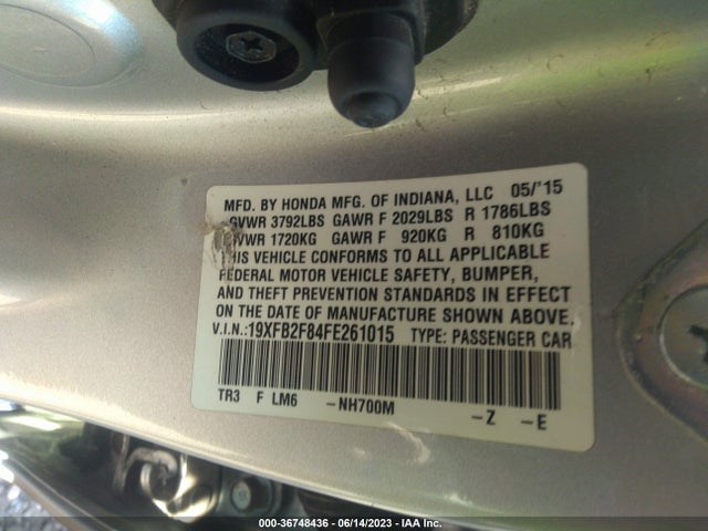 Honda Civic Sedan Ex 2015 19XFB2F84FE261015 Image 9