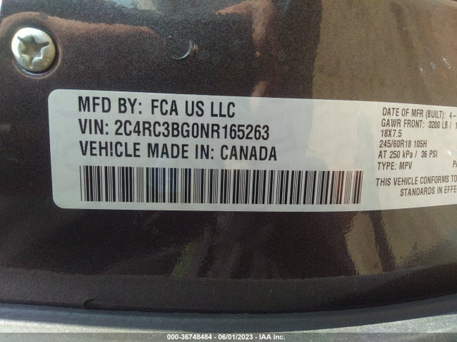 2C4RC3BG0NR165263 Chrysler Pacifica Touring L