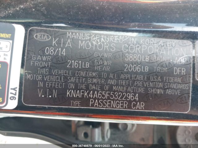 KNAFK4A65F5322964 KIA FORTE LX