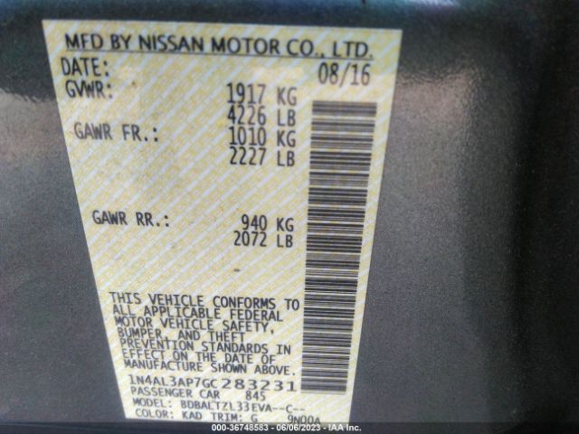1N4AL3AP7GC283231 Nissan Altima 2.5 Sl