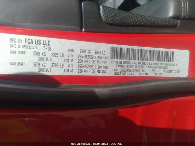 1C4RJFN98JC375102 Jeep Grand Cherokee Trackhawk