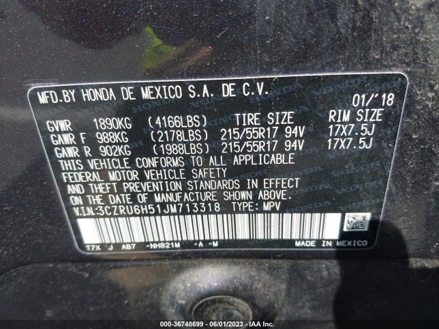 Honda HR-V EX 2018 3CZRU6H51JM713318 Image 9