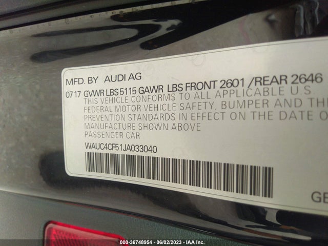 WAUC4CF51JA033040 Audi S5 Sportback Prestige
