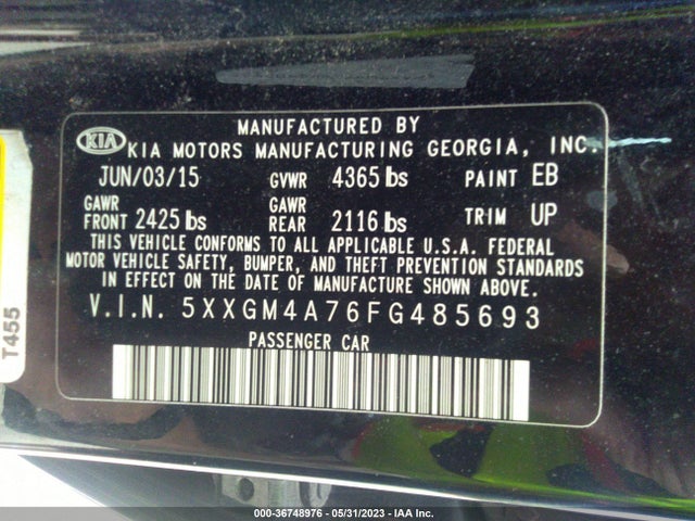 KIA Optima Lx 2015 5XXGM4A76FG485693 Image 10