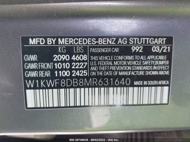 W1KWF8DB8MR631640 Mercedes-Benz C-class C 300