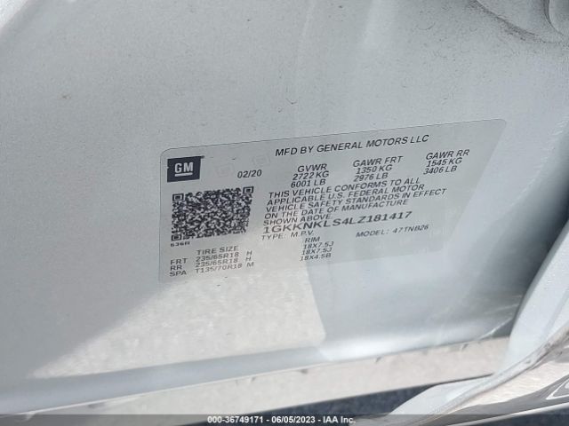 1GKKNKLS4LZ181417 GMC ACADIA SLE
