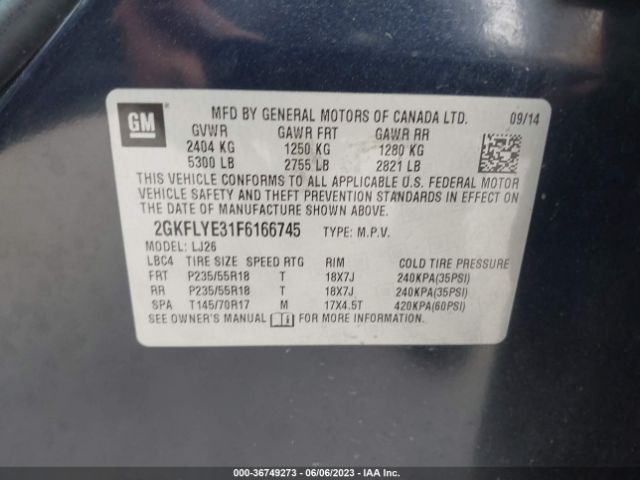 2GKFLYE31F6166745 GMC Terrain Slt