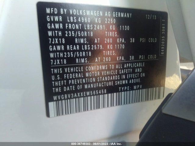 WVGBV3AXXEW565458 Volkswagen Tiguan Sel