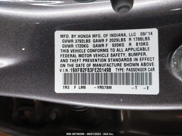 2015 HONDA CIVIC SEDAN EX VIN: 19XFB2F83FE201498