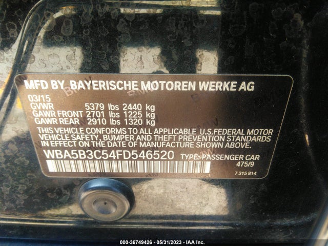 WBA5B3C54FD546520 BMW 5 Series 535i Xdrive