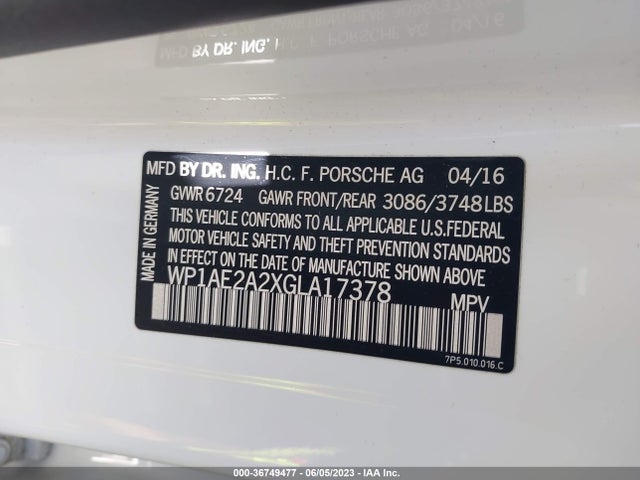 2016 Porsche Cayenne, VIN: WP1AE2A2XGLA17378