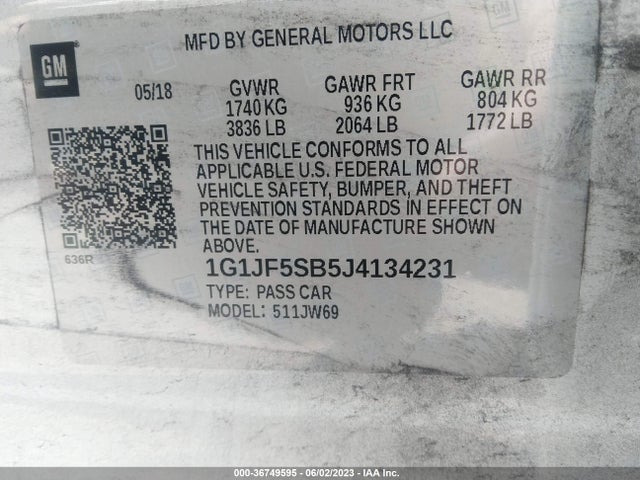 Chevrolet Sonic Premier 2018 1G1JF5SB5J4134231 Image 9