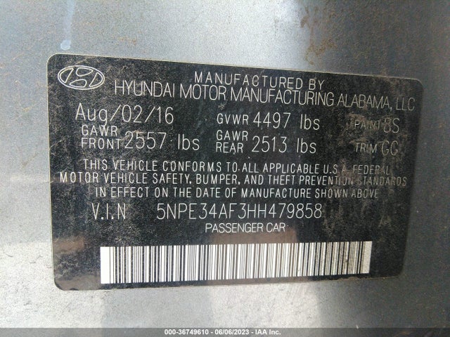 Hyundai Sonata Sport 2017 5NPE34AF3HH479858 Image 9