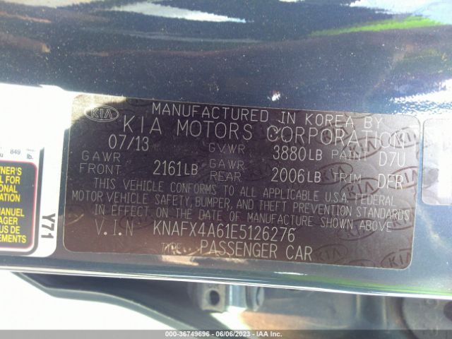 KNAFX4A61E5126276 KIA FORTE LX