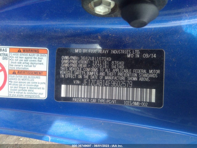2015 Subaru BRZ, VIN: JF1ZCAB14F9602579