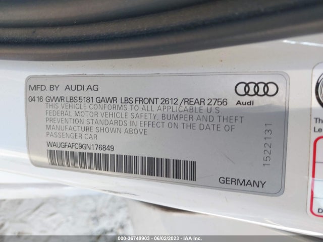WAUGFAFC9GN176849 Audi A6 2.0t Premium Plus