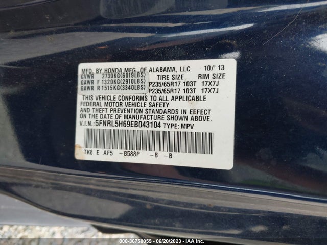 Honda Odyssey Ex-l 2014 5FNRL5H69EB043104 Image 9