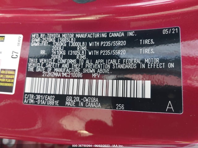 2021 Lexus RX, VIN: 2T2HZMAA1MC210086