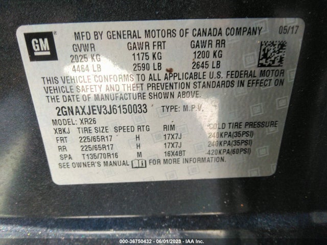 Chevrolet EQUINOX LT 2018 2GNAXJEV3J6150033 Image 9