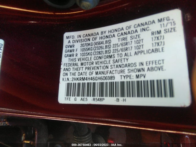 Honda CR-V SE 2016 2HKRM4H46GH606989 Image 9