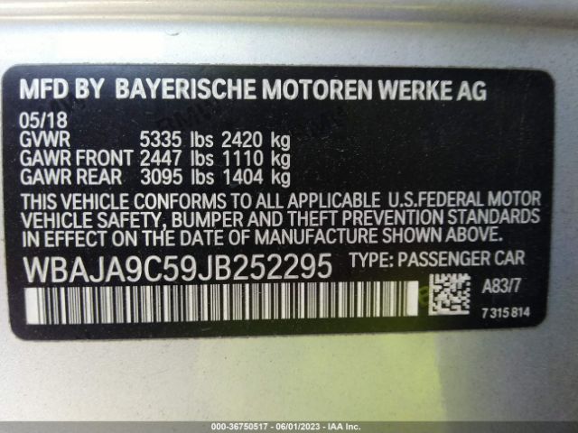 WBAJA9C59JB252295 BMW 5 Series 530e Iperformance