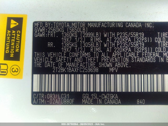 2T2BK1BAXFC259698 Lexus Rx 350 F Sport