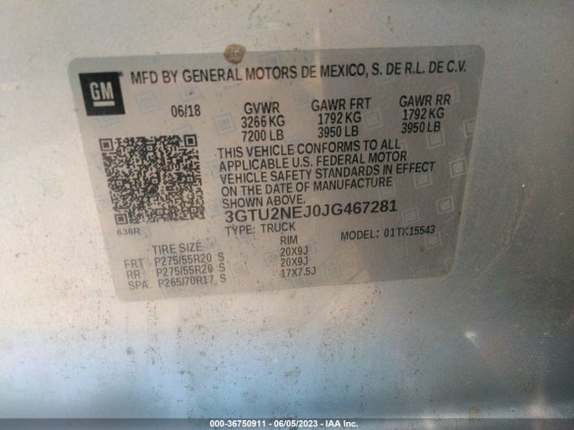 GMC Sierra 1500 Slt 2018 3GTU2NEJ0JG467281 Image 9