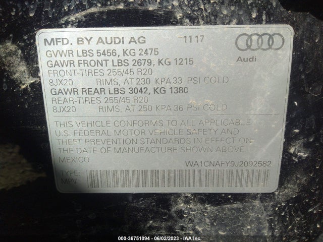 WA1CNAFY9J2092582 Audi Q5 Prestige/tech Prestige