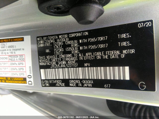 Toyota 4RUNNER SR5 2020 JTEZU5JRXL5227107 Image 9