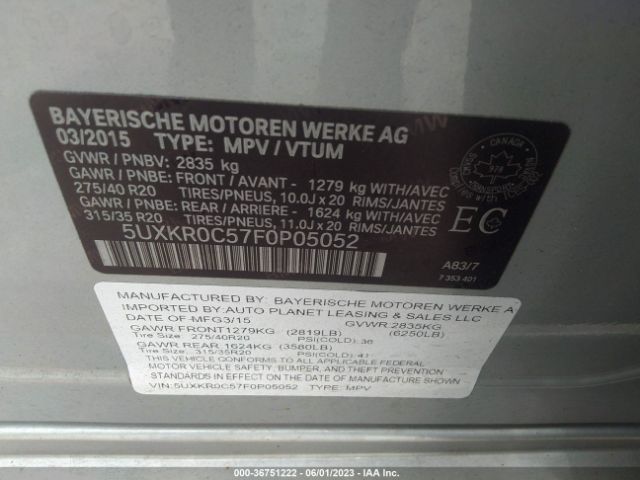5UXKR0C57F0P05052 BMW X5 Xdrive35i