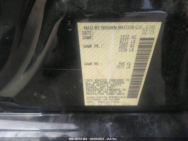 Nissan ALTIMA 2.5 2015 1N4AL3AP2FN399245 Image 10