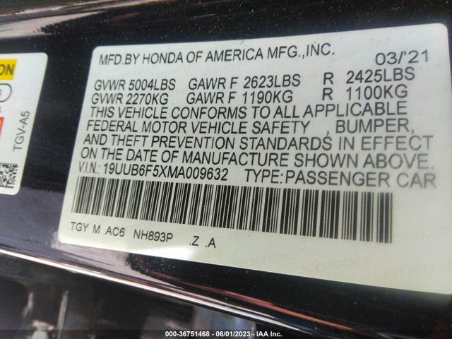 Acura Tlx W/a-spec Package 2021 19UUB6F5XMA009632 Image 9