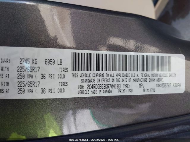 2C4RDGBG3KR704183 Dodge Grand Caravan Se