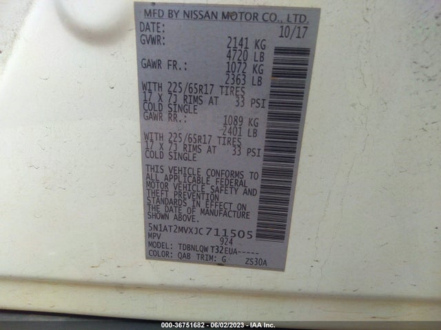 Nissan ROGUE SV 2018 5N1AT2MVXJC711505 Image 10