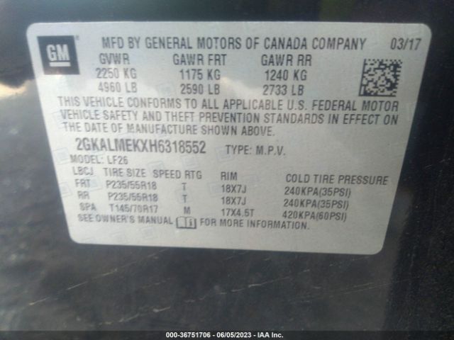 2GKALMEKXH6318552 GMC Terrain Sle