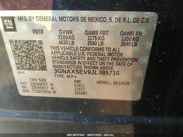 Chevrolet EQUINOX LT 2018 3GNAXSEV9JL385716 Image 29