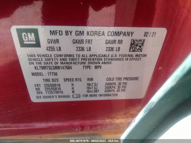 Chevrolet Trailblazer Rs 2021 KL79MTSL5MB147684 Image 9