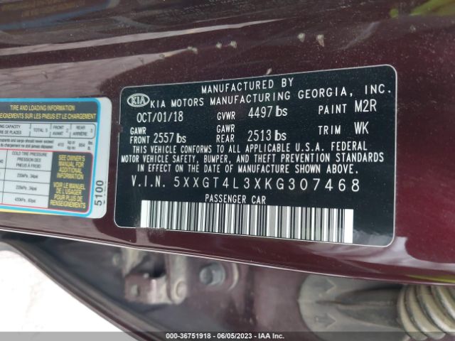 5XXGT4L3XKG307468 KIA Optima Lx