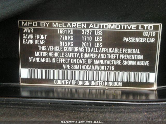 SBM14DCA6JW001776 Mclaren 720S