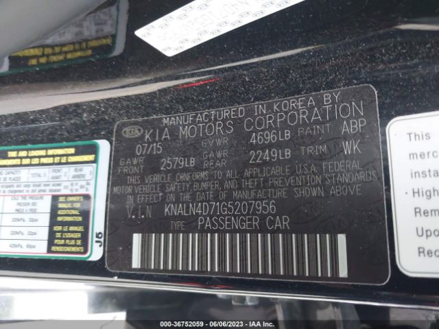 KNALN4D71G5207956 KIA Cadenza Premium
