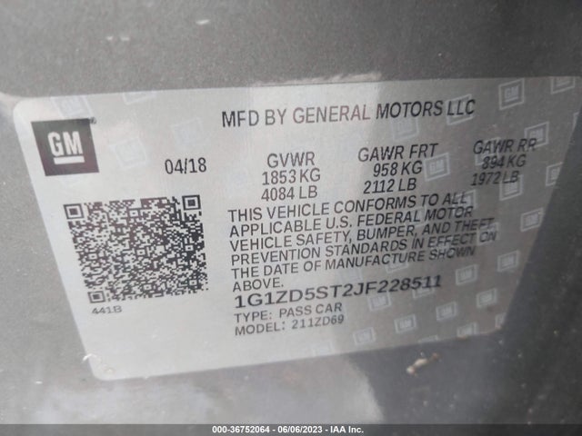 Chevrolet MALIBU LT 2018 1G1ZD5ST2JF228511 Image 9