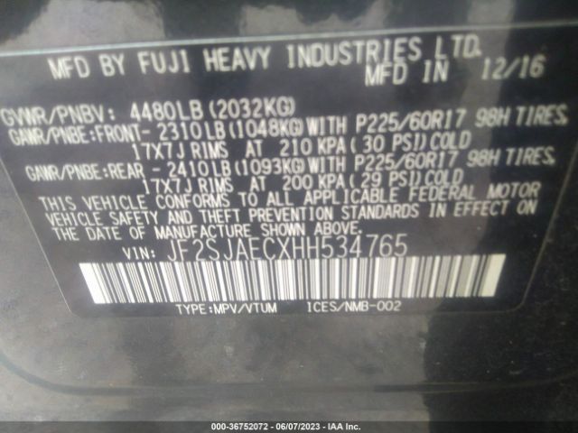 JF2SJAECXHH534765 Subaru Forester Premium