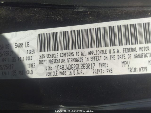 1C4BJWDG2GL263017 Jeep Wrangler Unlimited Sport