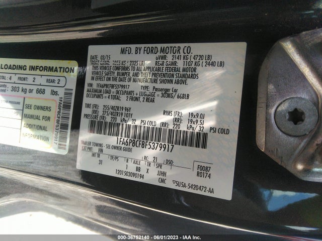 Ford MUSTANG GT 2015 1FA6P8CF8F5379917 Image 10