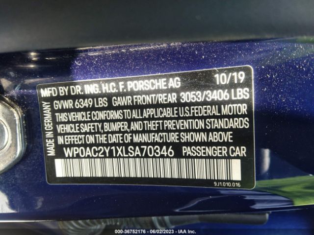 WP0AC2Y1XLSA70346 Porsche Taycan Turbo