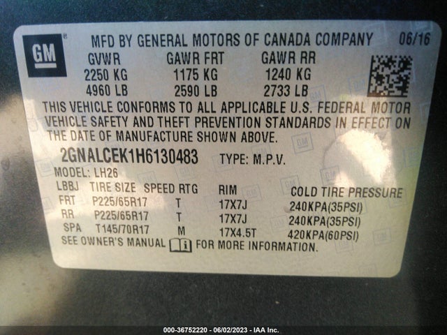 Chevrolet EQUINOX LT 2017 2GNALCEK1H6130483 Image 9