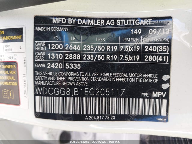2014 MERCEDES-BENZ GLK-CLASS GLK 350 VIN: WDCGG8JB1EG205117
