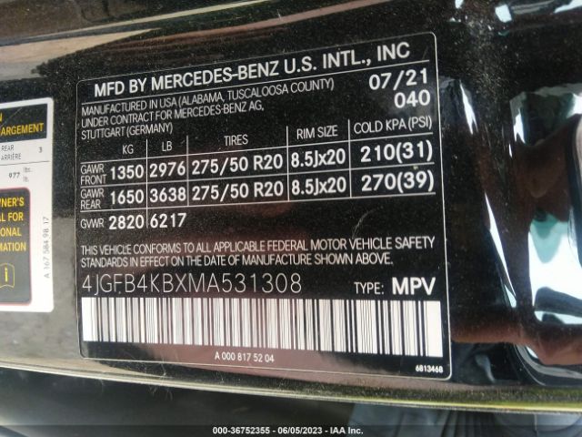 いページ 4JGFB4KBXMA531308, 2021 Mercedes-benz Gle Gle 350 vehicle
