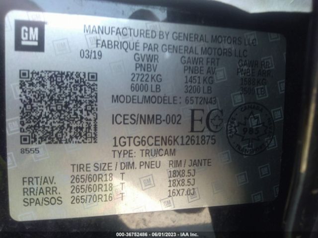 1GTG6CEN6K1261875 GMC Canyon 4wd Sle