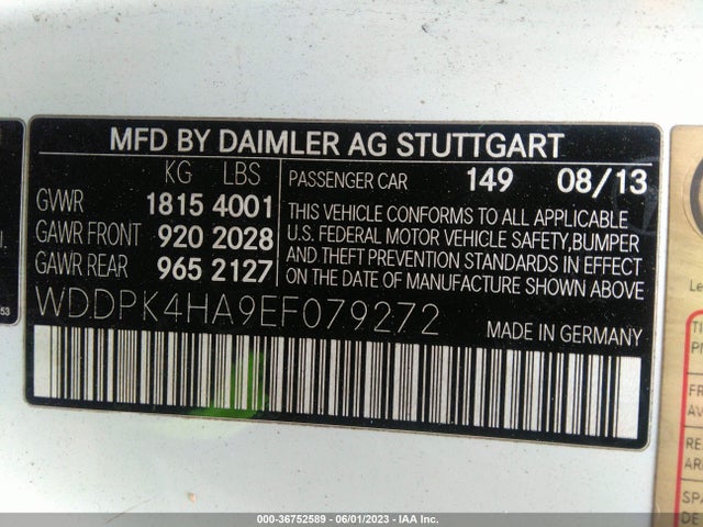 2014 Mercedes-Benz SLK-Class, VIN: WDDPK4HA9EF079272